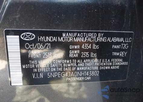 2022 Hyundai Sonata Se from USA, damaged, VIN 5NPEG4JA0NH143802